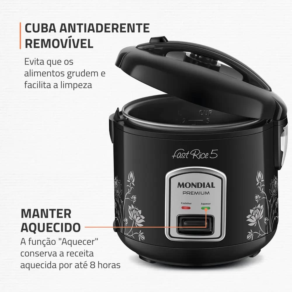 Panela De Arroz Fast Rice 5 Premium Mondial Npe-08-5x Preto 220v 60hz - 3
