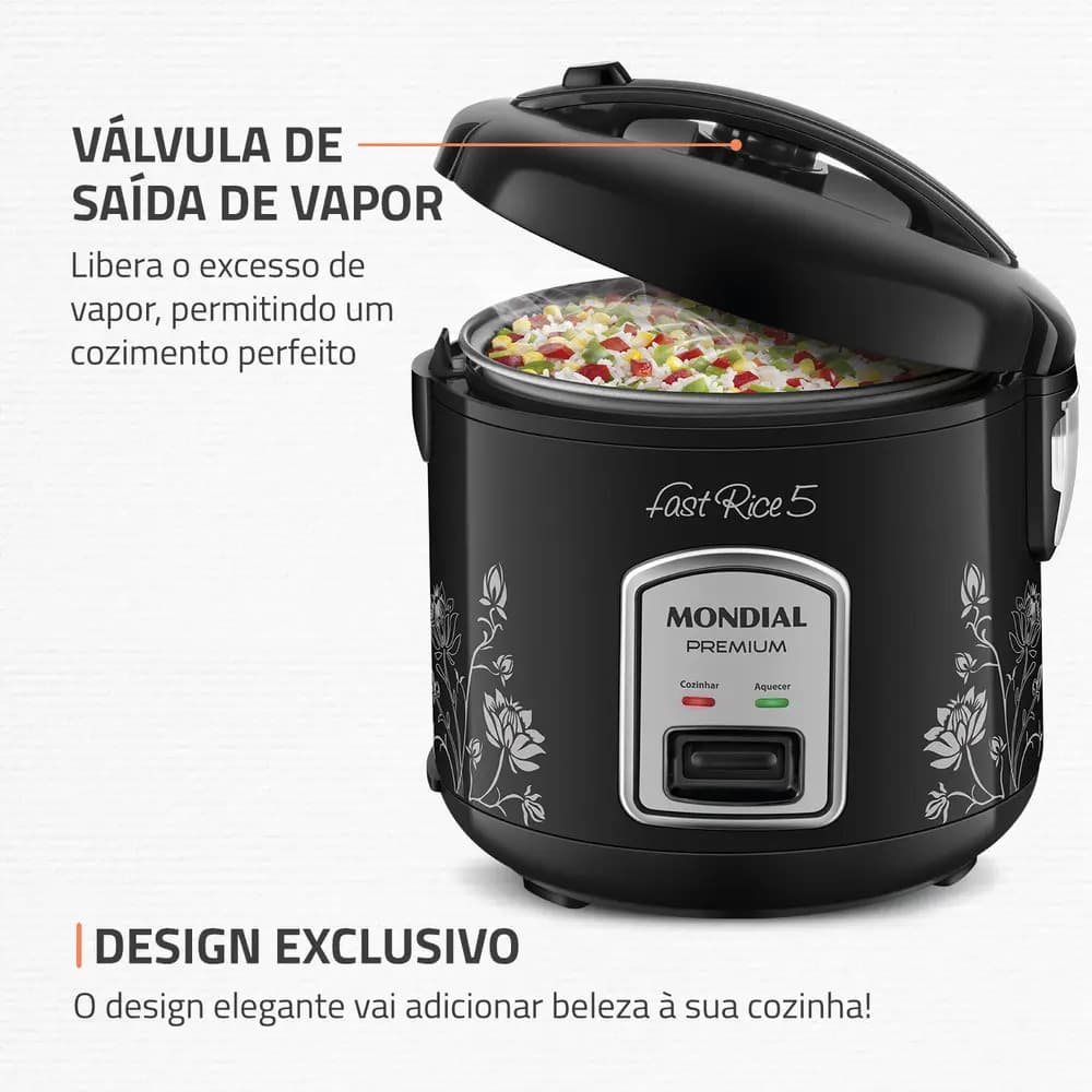 Panela De Arroz Fast Rice 5 Premium Mondial Npe-08-5x Preto 220v 60hz - 4