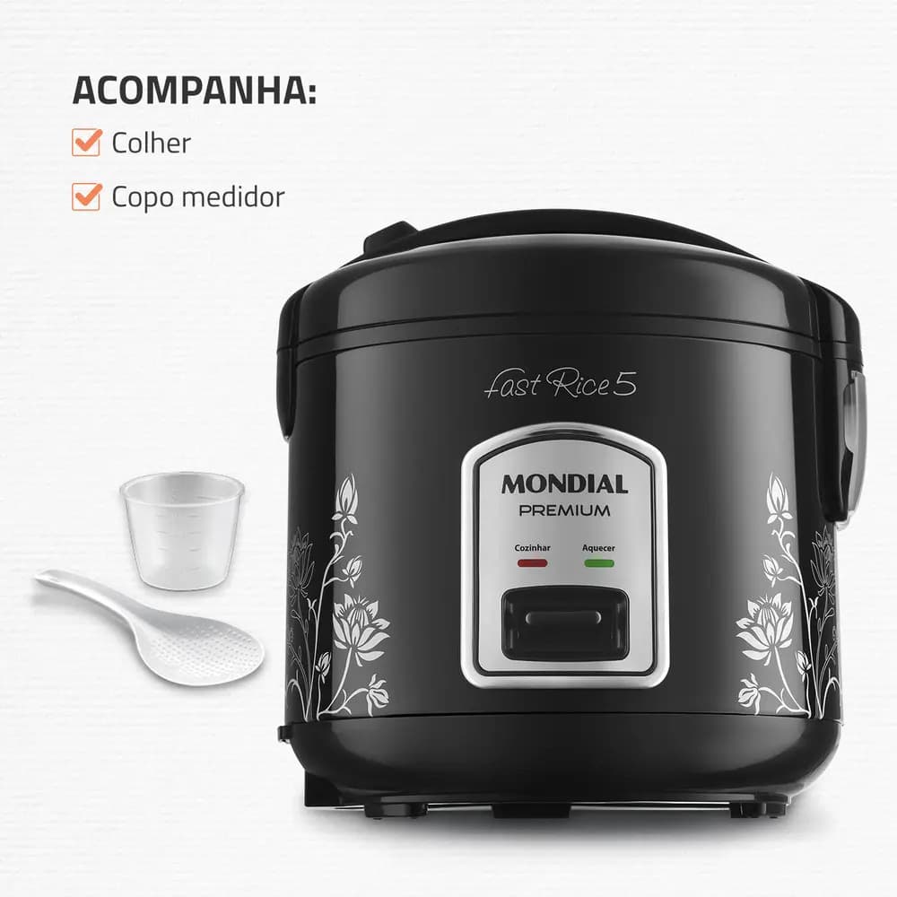 Panela De Arroz Fast Rice 5 Premium Mondial Npe-08-5x Preto 220v 60hz - 7