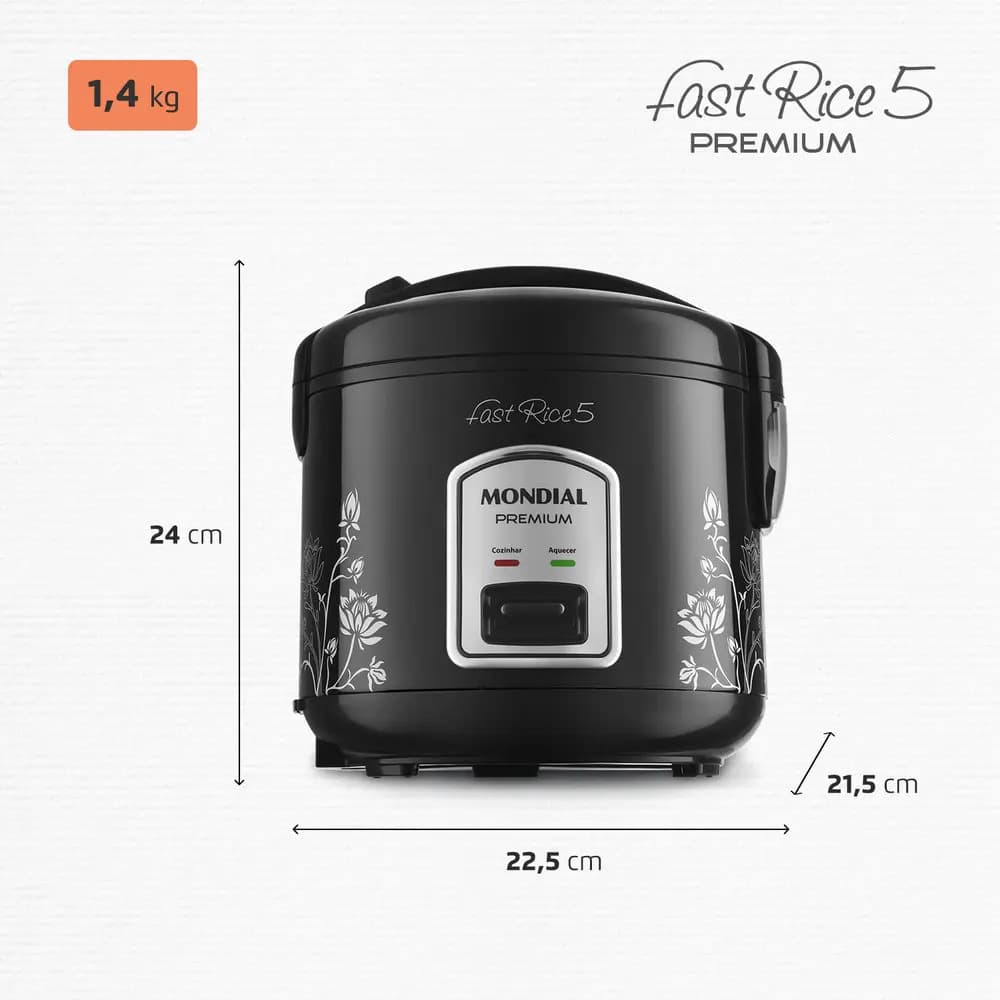 Panela De Arroz Fast Rice 5 Premium Mondial Npe-08-5x Preto 220v 60hz - 8