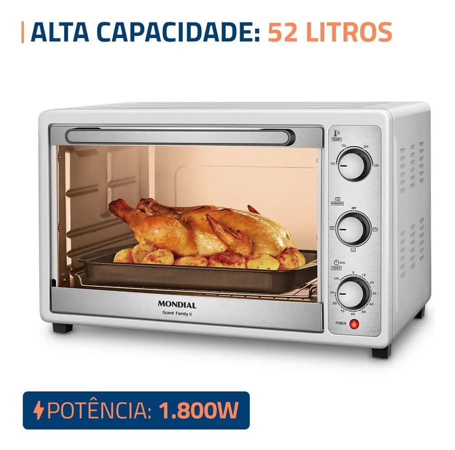 Forno Elétrico 52l Grand Family Ii Mondial 1800w Fr-52-w 220v Branco/inox - 2