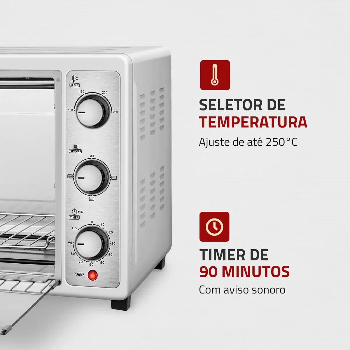 Forno Elétrico 52l Grand Family Ii Mondial 1800w Fr-52-w 220v Branco/inox - 4