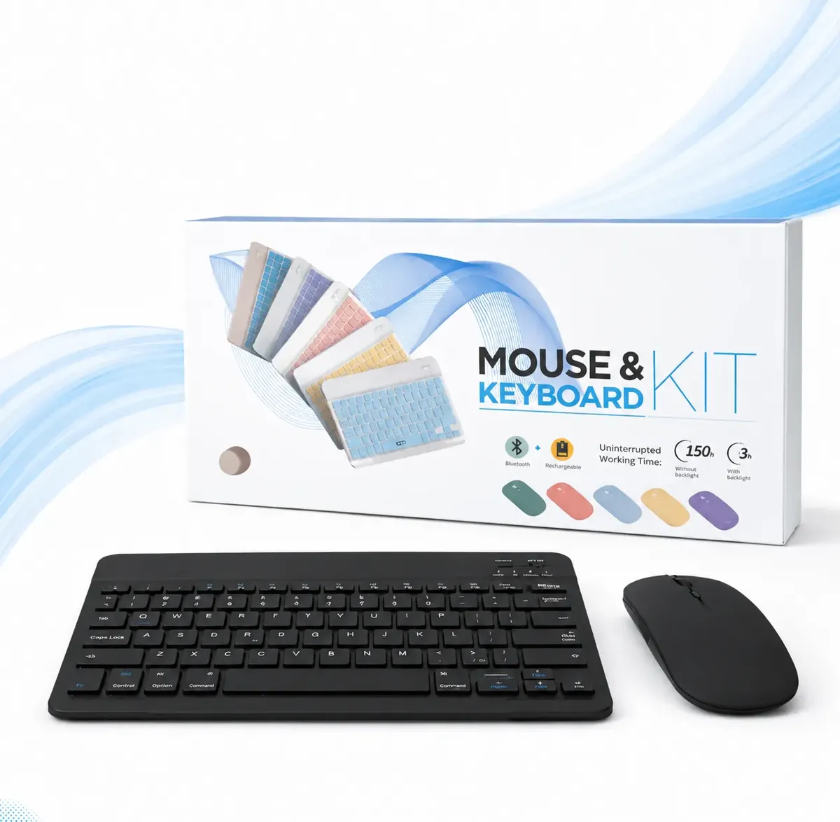 Kit Escritorio Teclado Mouse Portatil Bluetooth Sem Fio Home - 2