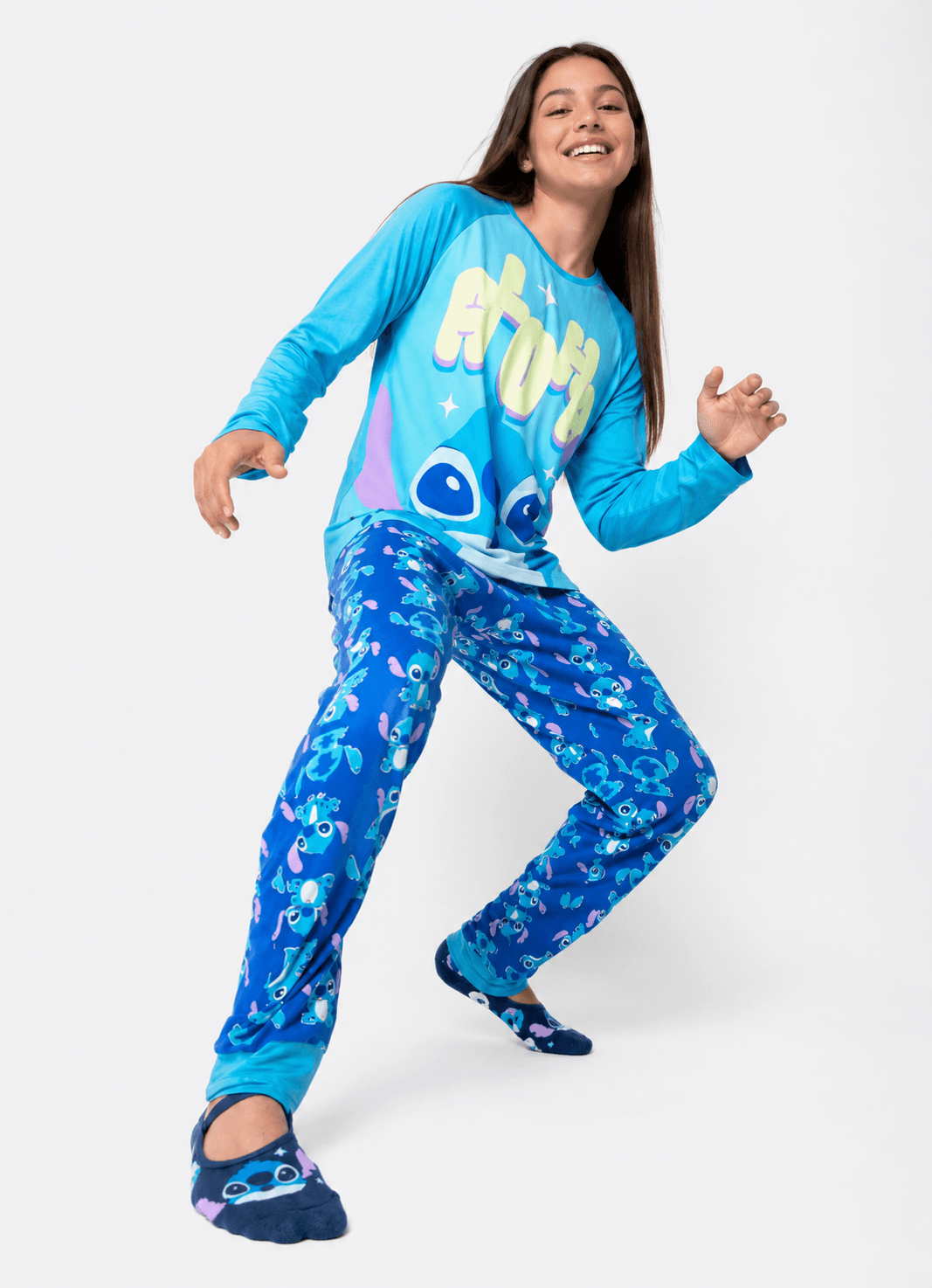Pijama Manga Longa Viscolycra Masculino Stitch Azul Puket (P) - 1