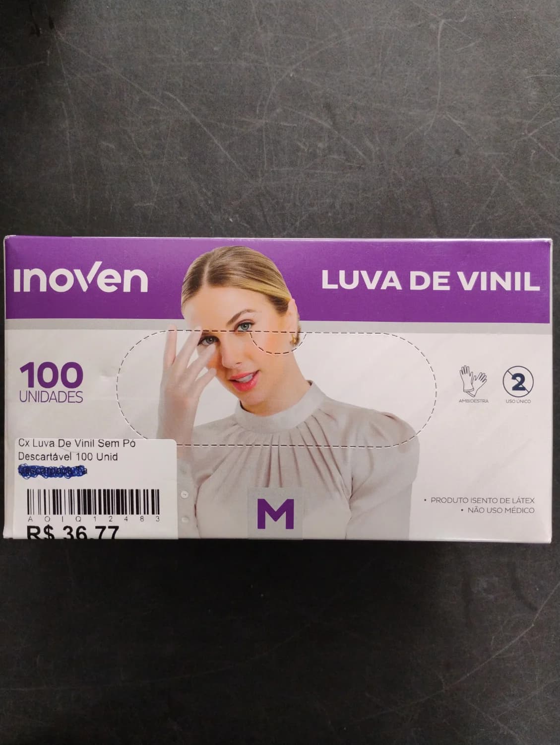 Cx Luva De Vinil Sem Pó Descartável 100 Unid Descarpack Ta - 1