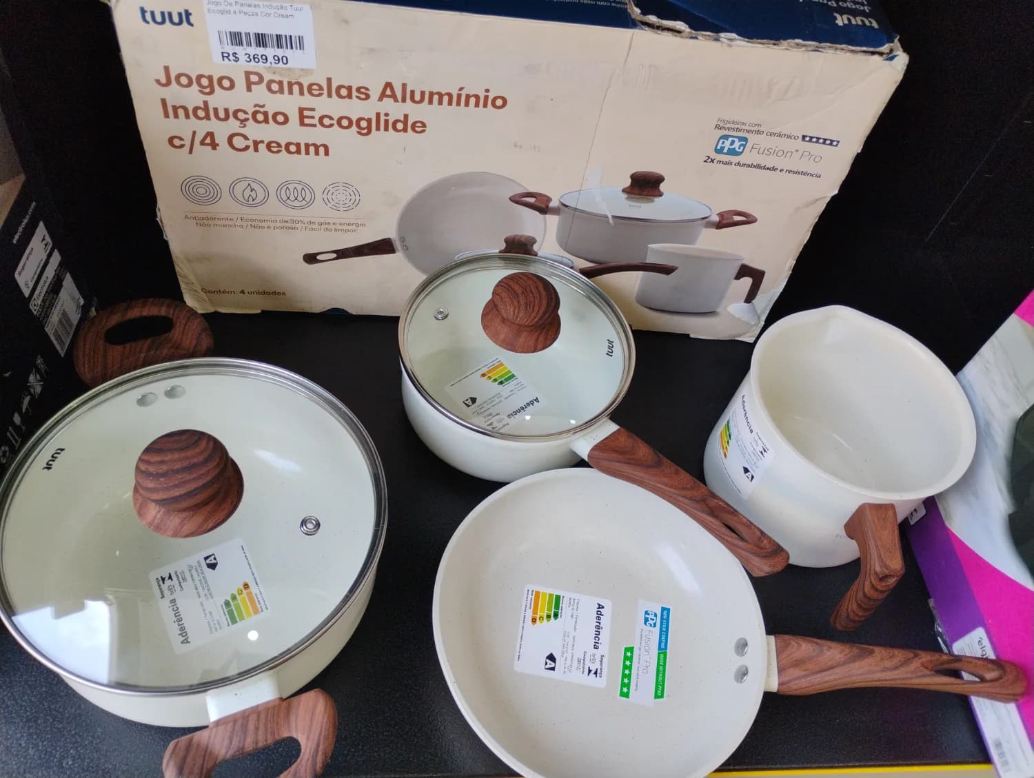 Jogo De Panelas Indução Tuut Ecoglid 4 Peças Cor Cream - 1