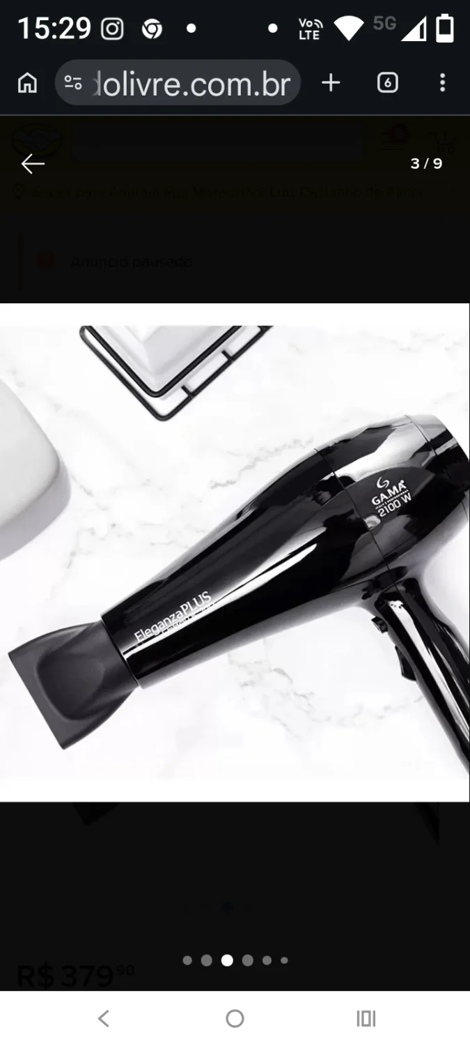 Secador De Cabelo Eleganza Plus Ceramic Ion Gama Italy 127v - 1