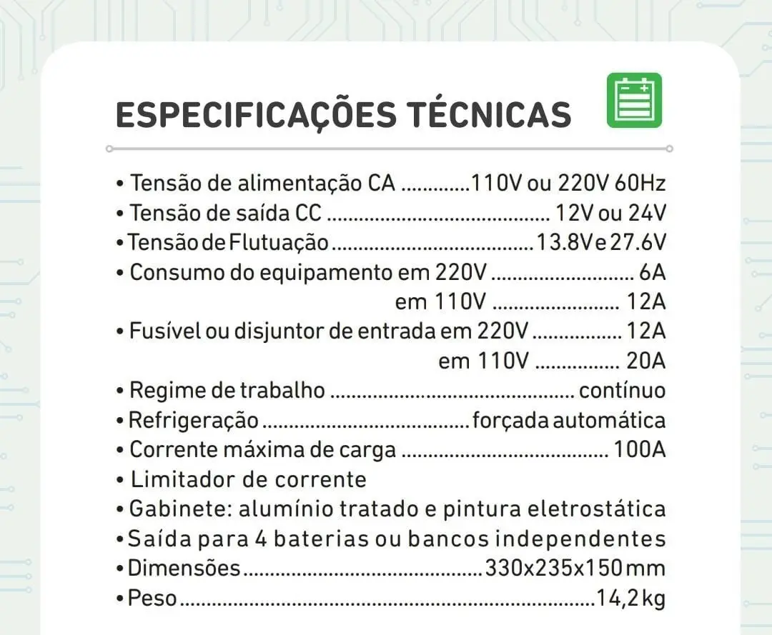 Carregador Baterias 12v - 100a 110v Gw Energy - 3