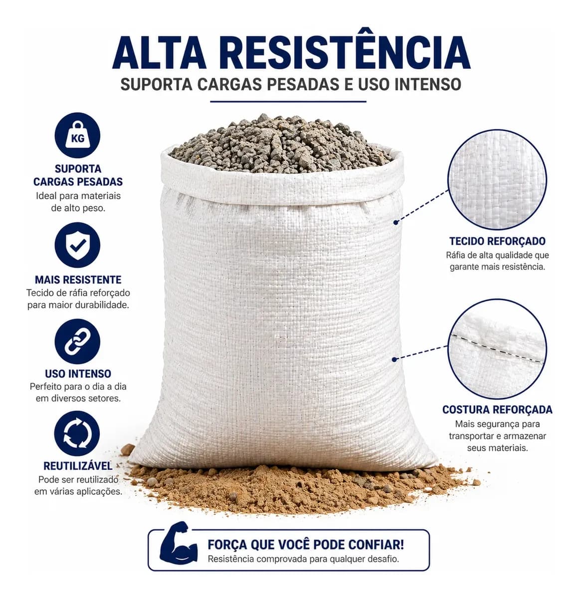 100 Sacos De Ráfia/entulho/obra 70x90 Conv. Entulho Reciclagem BRANCO - 1