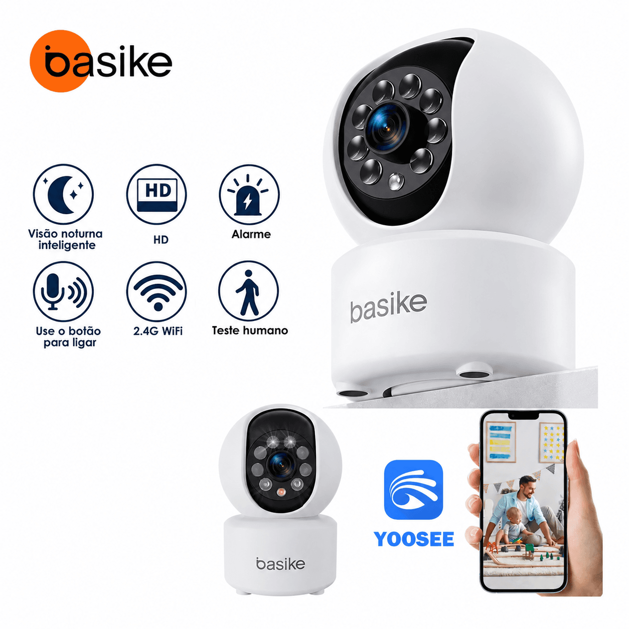 Basike Câmera De Segurança Residencial Interna Wi-fi 360° - 1