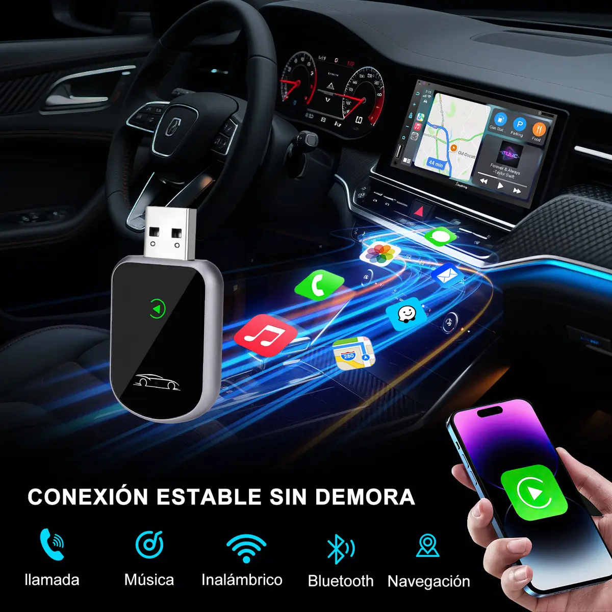 Car Play Adaptador Sem Fio Para Apple Carplay Usb Sem Delay - 2