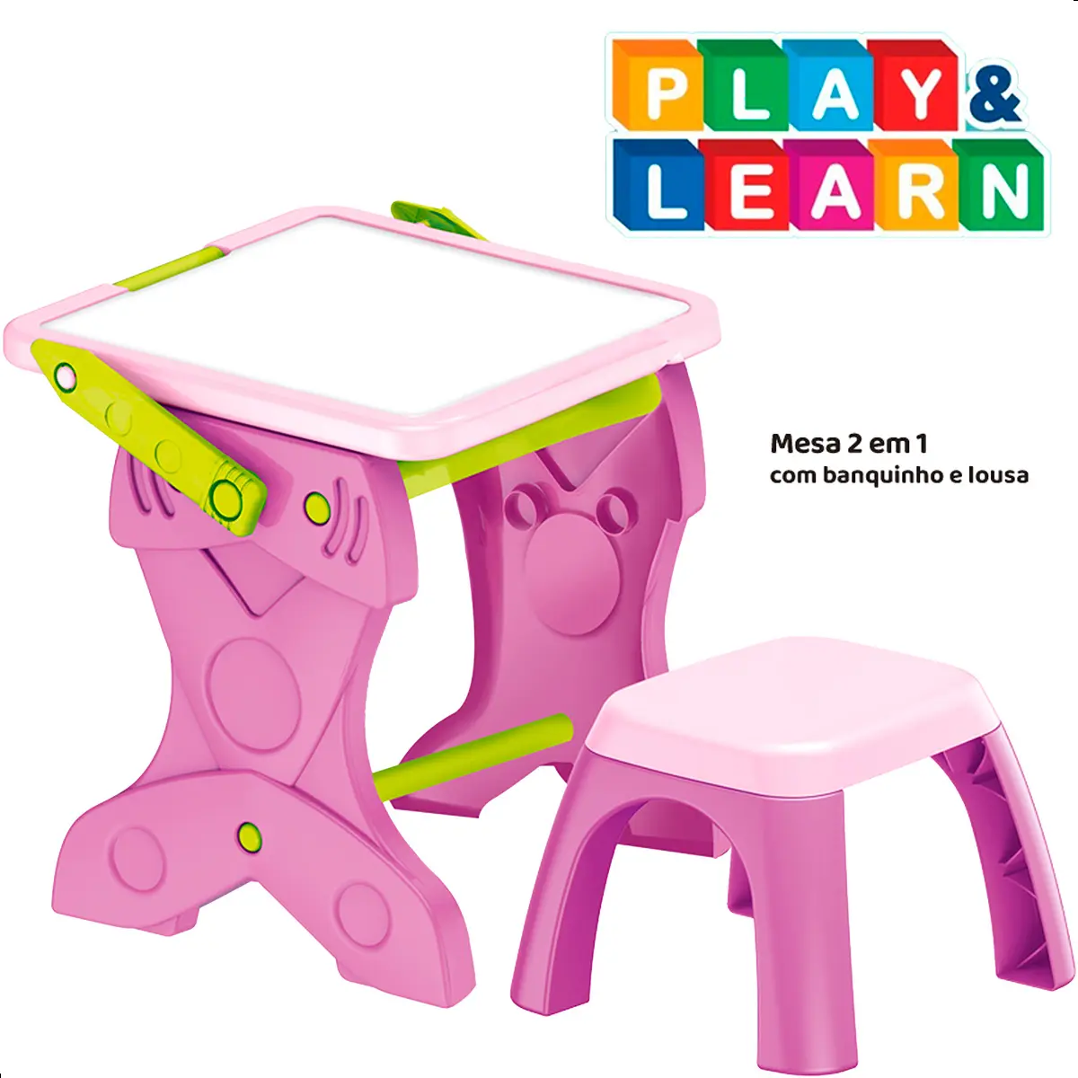 Mesa de Atividades Infantil 2 em 1 com Banquinho e Lousa Multikids - BR1766 - 1