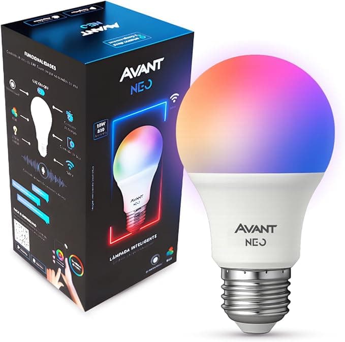 AVANT NEO Lâmpada Smart LED 10W E27 Dimerizável RGB Colorida Compatível com Alexa e Google Home Controle por Voz Wifi Ca - 1