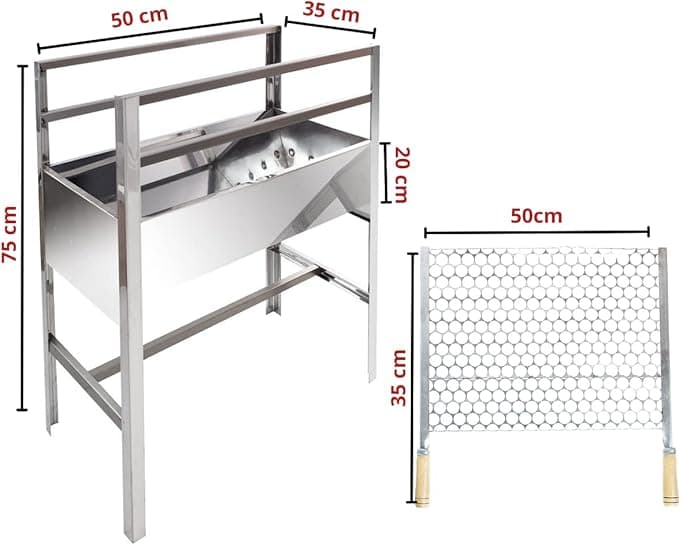 Churrasqueira Inox Portatil Medio Porte 50x35x75 Acompanha Grelha Moeda Inox Grill Viana - 2