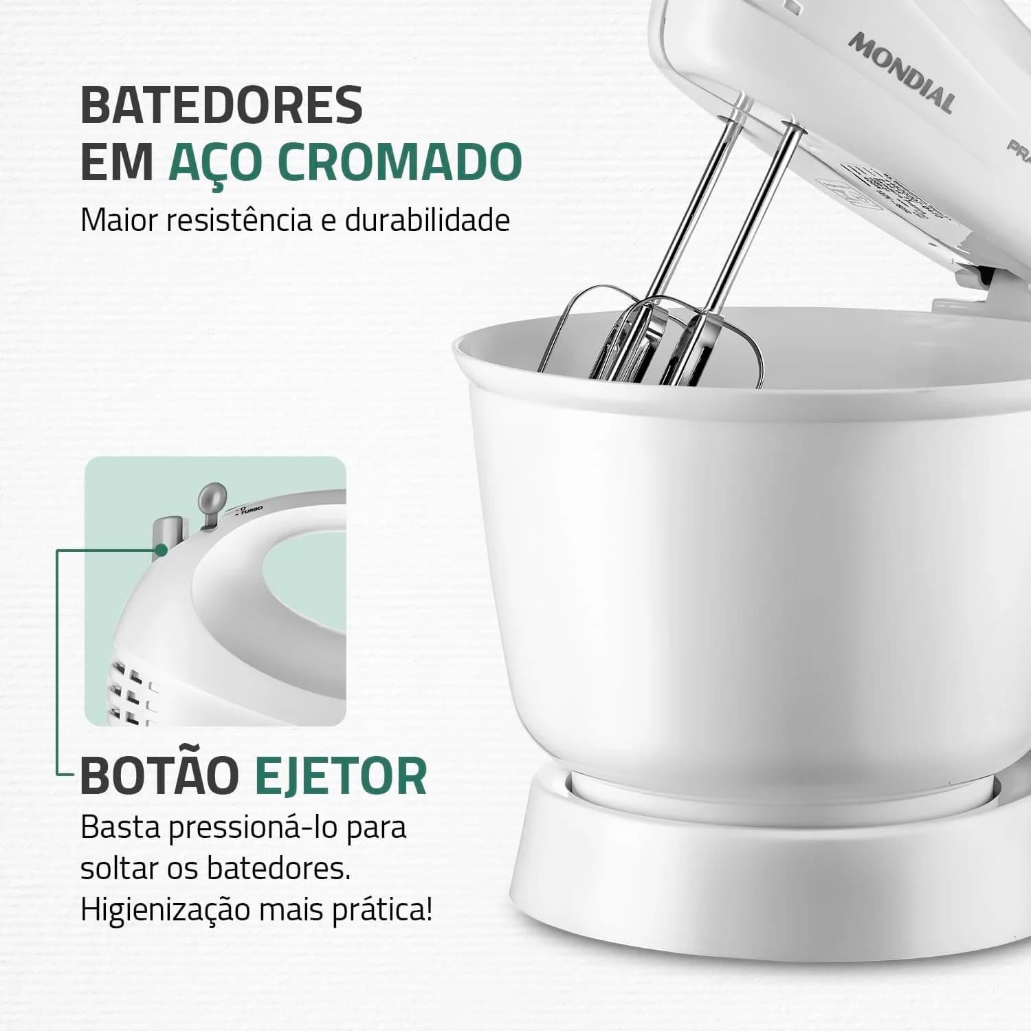 MONDIAL Batedeira Bella Massa Branco 500W 110V - B-23-WI - 2