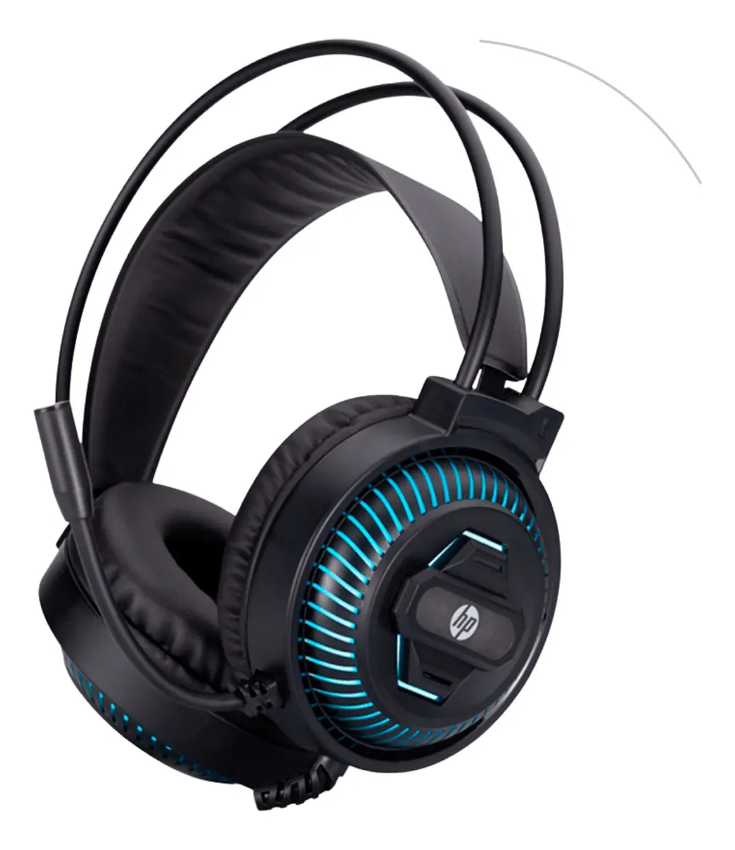 Fone Headset Gamer Hp Conexão Usb Led Azul Preto hp - 1