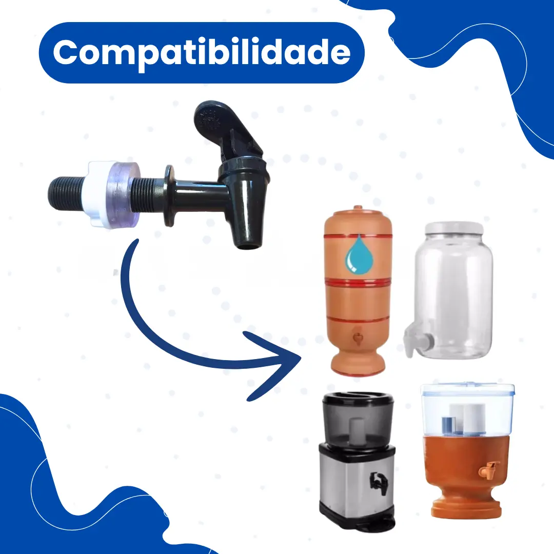 2 Torneira Filtro De Agua Barro Simples Plastico Preta - 1