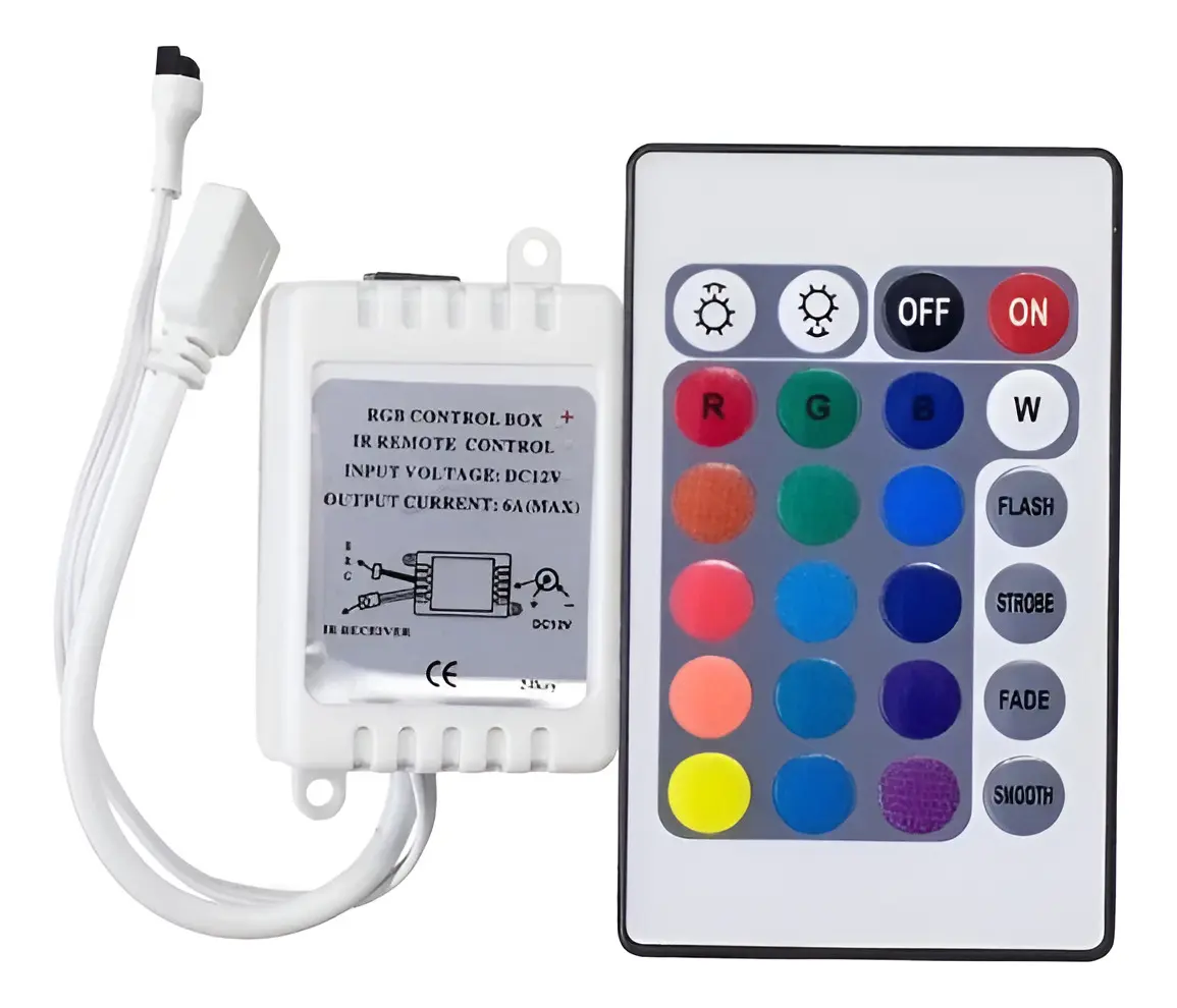Controlador Fita Led Rgb 5050 3528 Controle Remoto 24 Teclas - 1