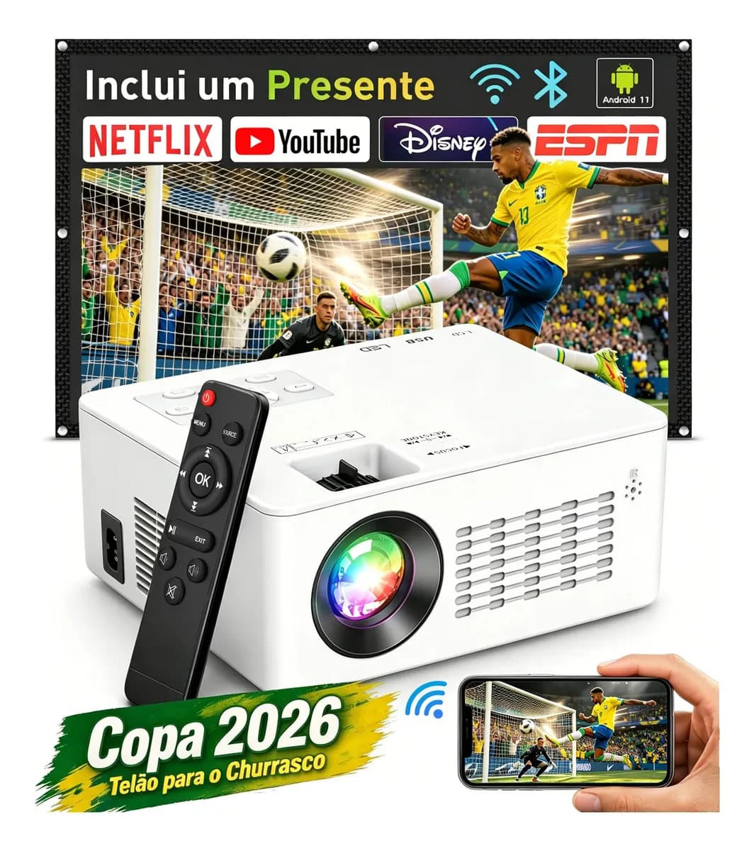 Projetor Profissional Android 4k Portátil 5g Wifi Full Hd B - 1