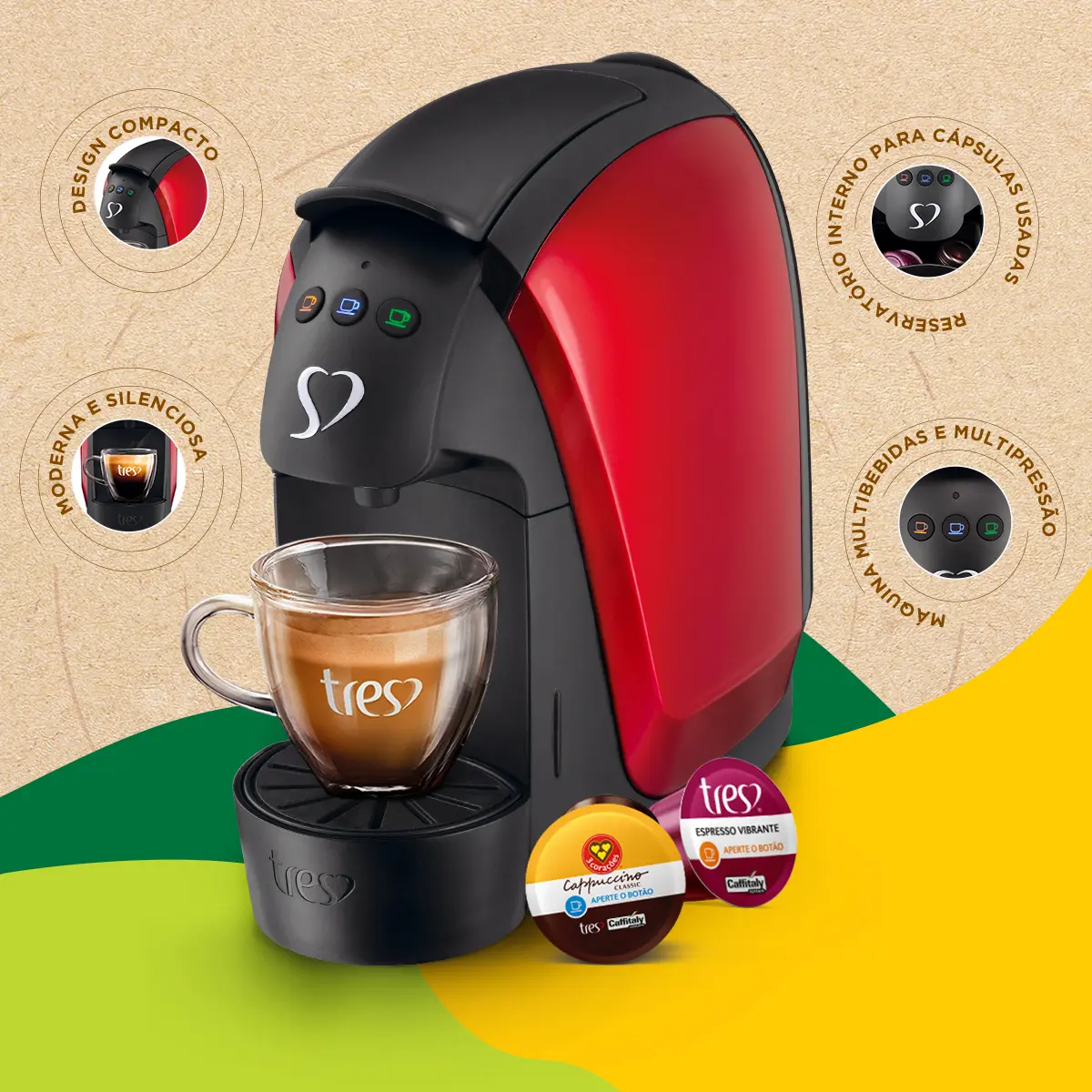 Cafeteira Espresso Luna Vermelha - Três 3 Corações - 1