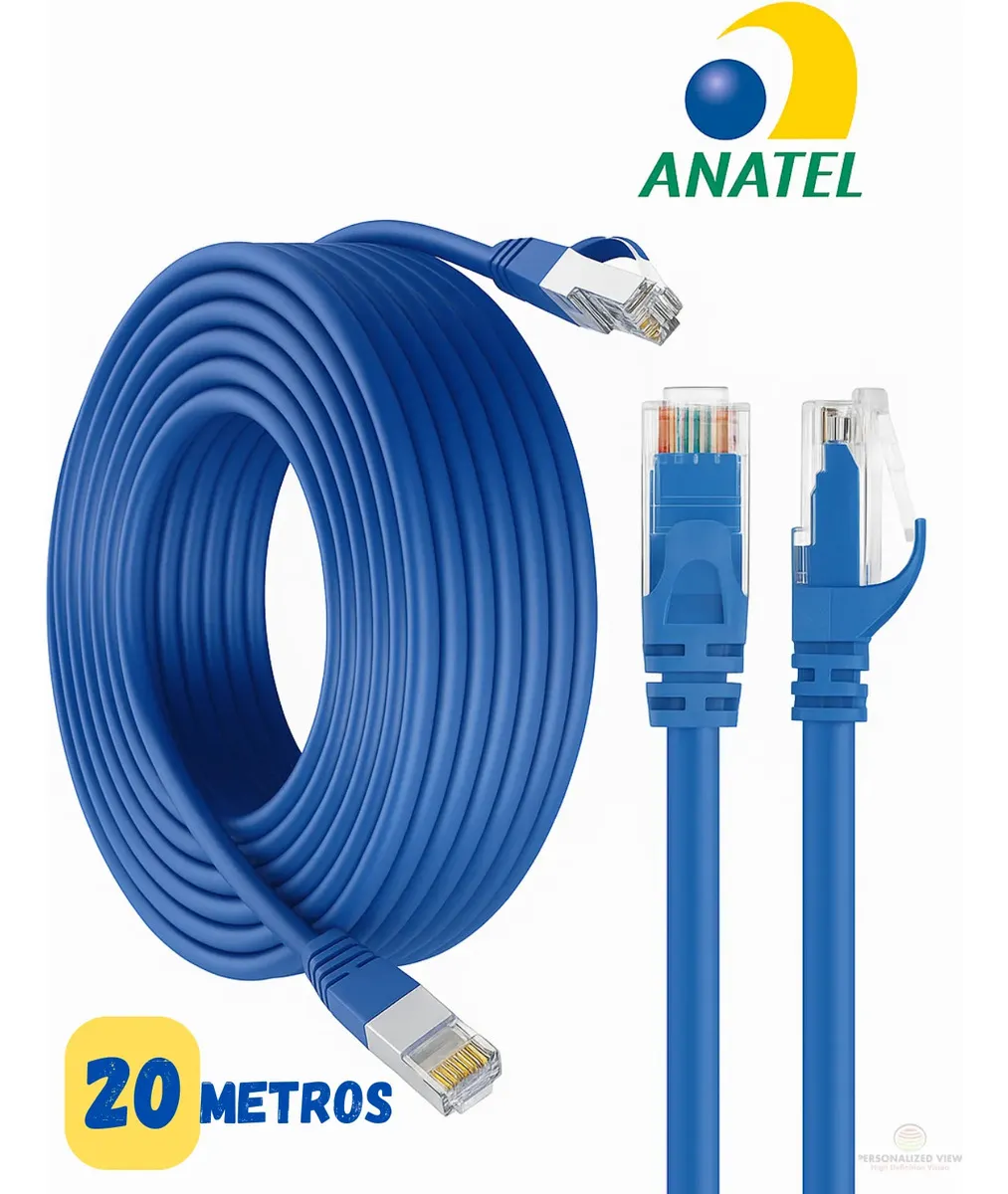 Cabo De Rede Lan Internet 20 Metros Rj45 Ethernet Crimpado De Alta Qualidade Personalized View - 1