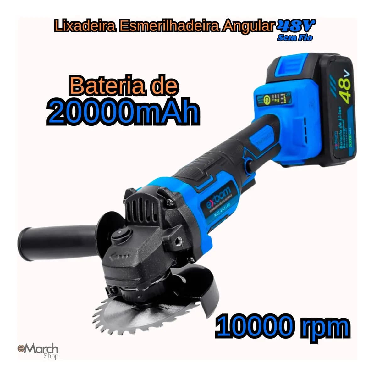 Esmerilhadeira Angular 48v 2 Baterias 20000mah 25 Peças - 2