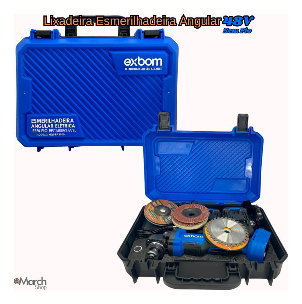 Esmerilhadeira Angular 48v 2 Baterias 20000mah 25 Peças - 9