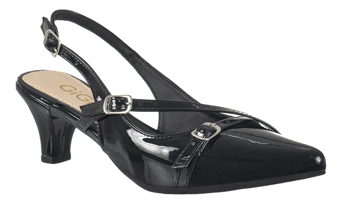 Sapato Feminino Scarpin Slingback Bico Fino Salto Fino Baixo TAM-37 - 1