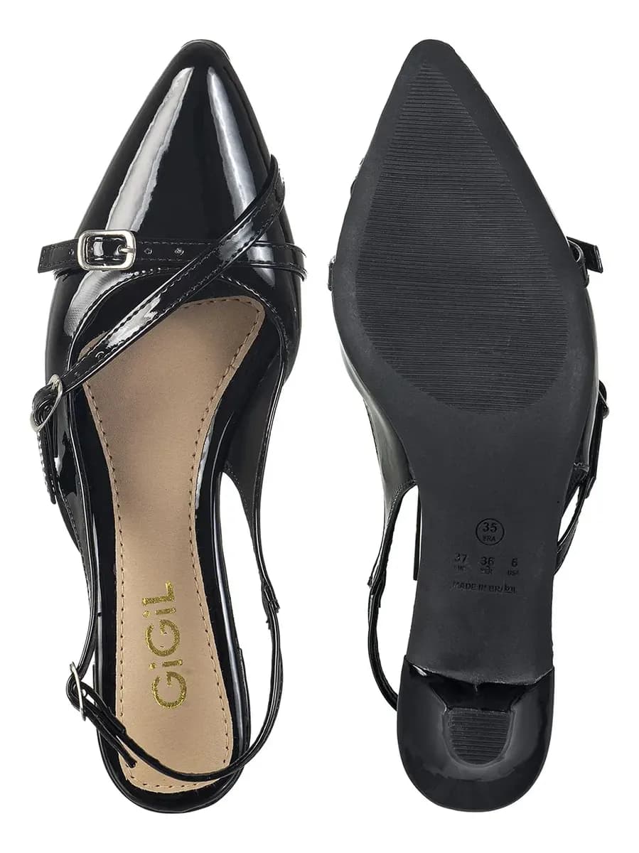 Sapato Feminino Scarpin Slingback Bico Fino Salto Fino Baixo TAM-37 - 3