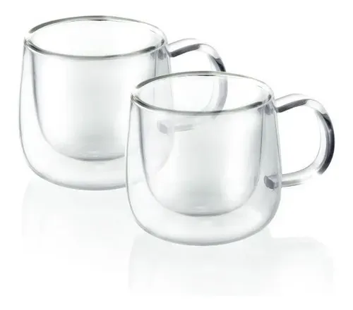 2 Canecas de vidro com parede dupla para Café 80 ml - Mimo Style - 1