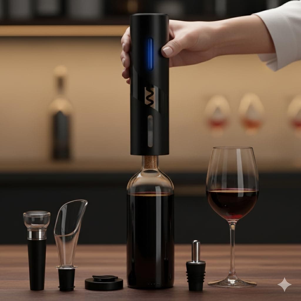 Abridor De Vinho Elétrico Com Pilhas Kit Com 4 Peças - 6