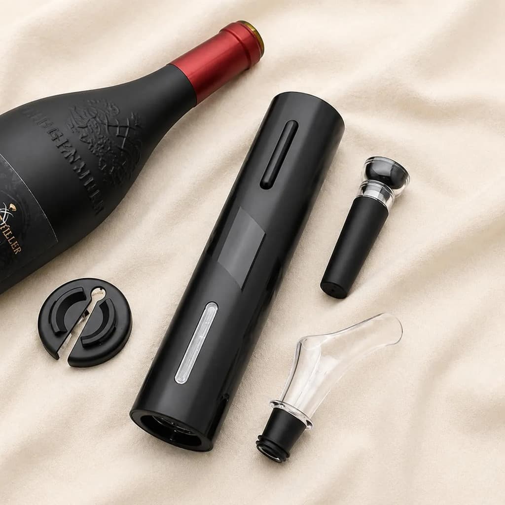 Abridor De Vinho Elétrico Com Pilhas Kit Com 4 Peças - 7