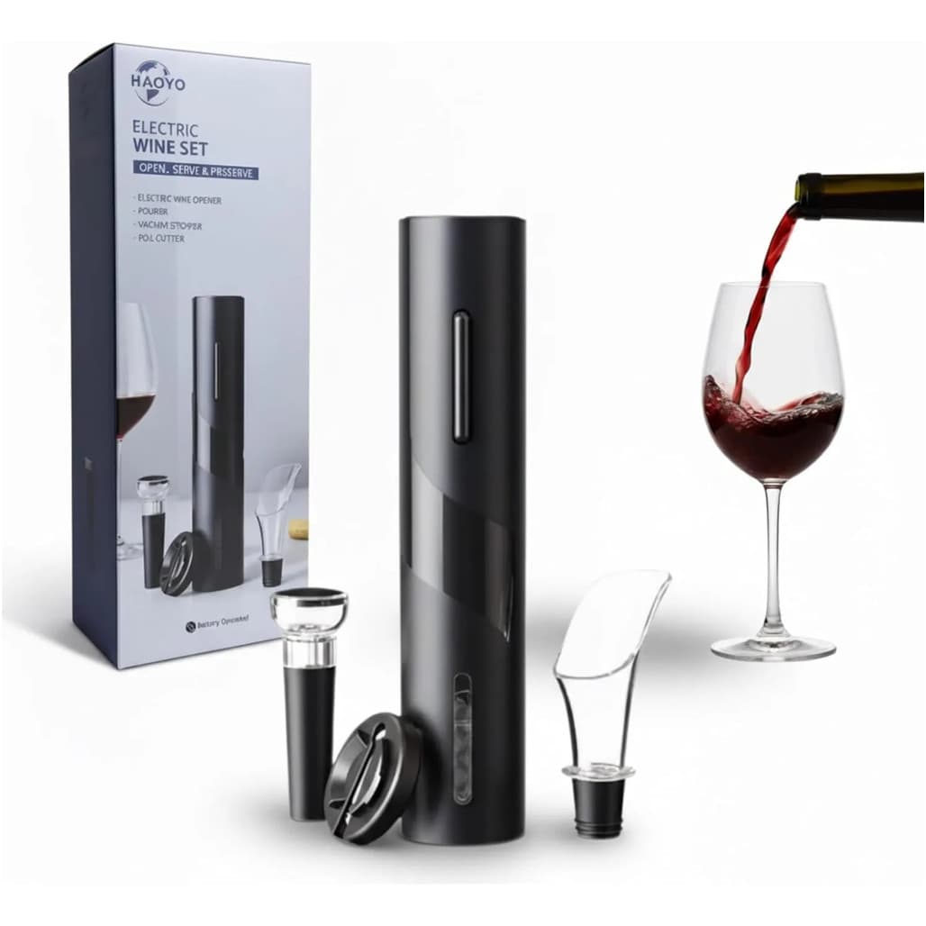 Abridor De Vinho Elétrico Com Pilhas Kit Com 4 Peças - 8