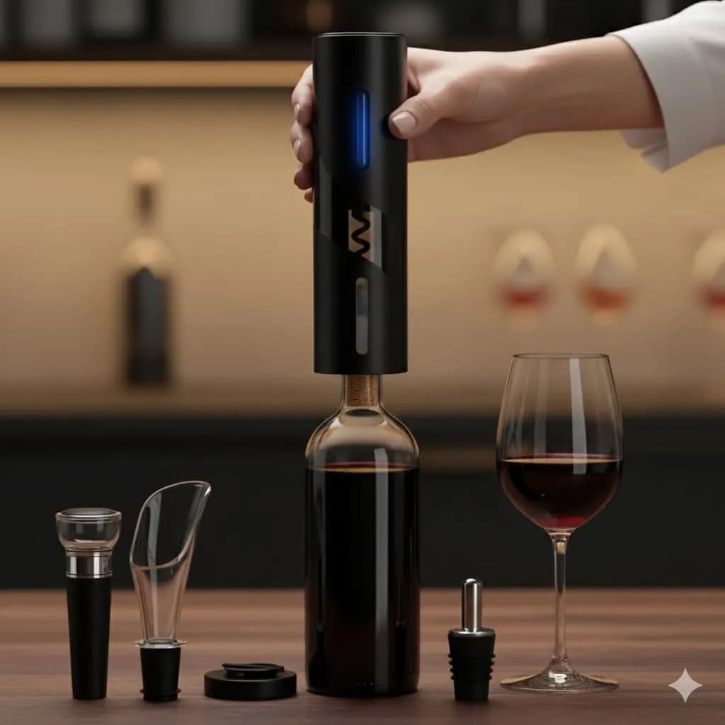 Abridor De Vinho Elétrico Com Pilhas Kit Com 4 Peças - 10