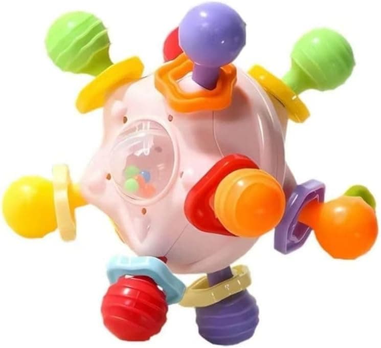 Mordedor Chocalho Para Bebe Bola Sensorial Rosa Cor:Rosa - 2
