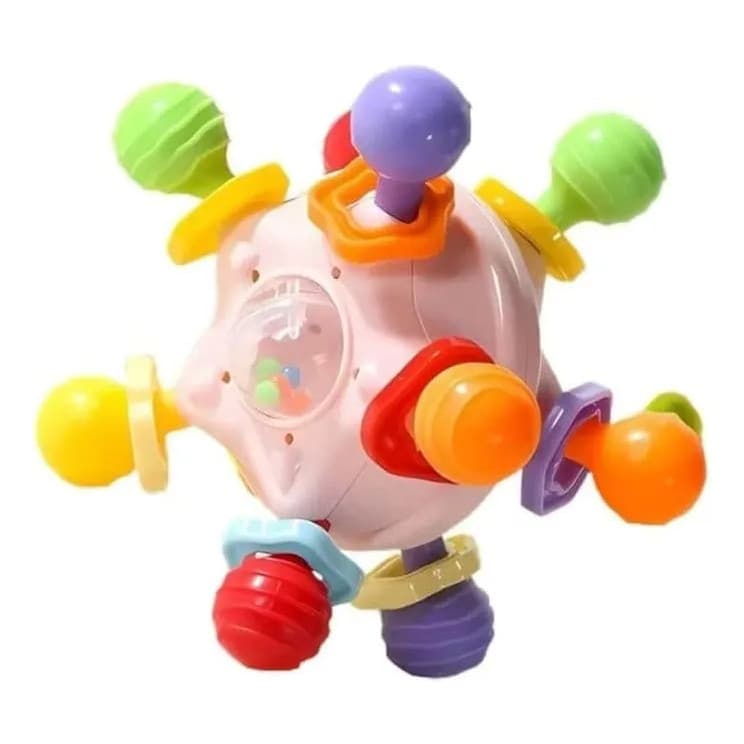 Mordedor Chocalho Para Bebe Bola Sensorial Rosa Cor:Rosa - 4