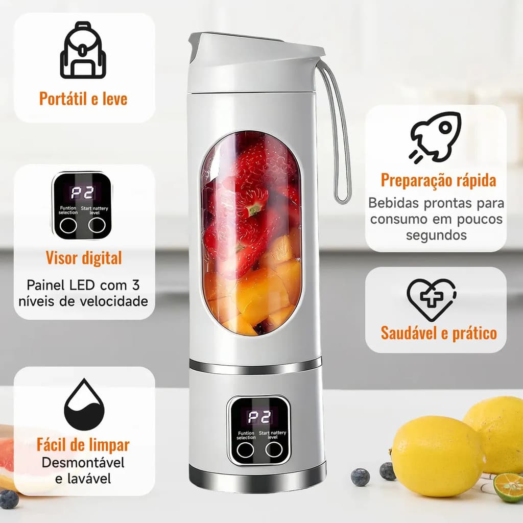 Mini Liquidificador Portatil Recarregável Usb Suco E Shake - 6
