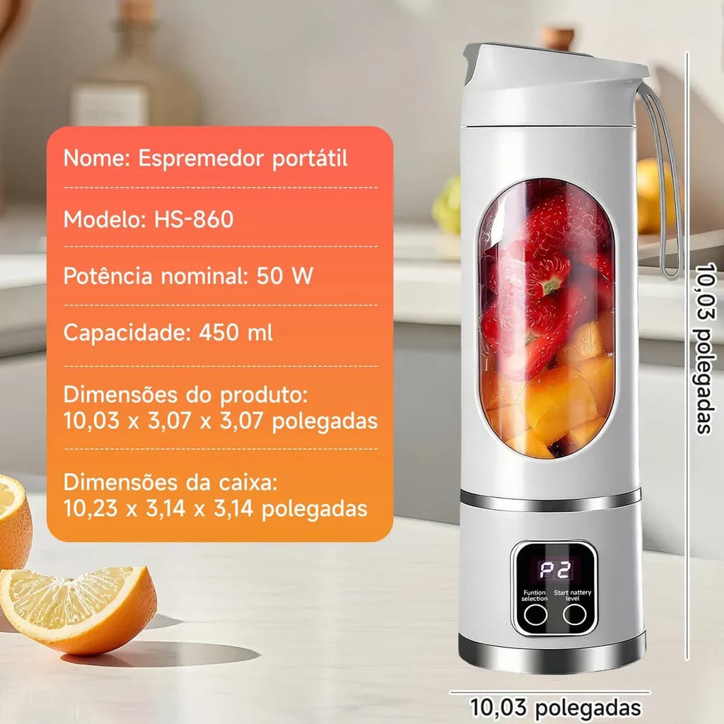 Mini Liquidificador Portatil Recarregável Usb Suco E Shake - 9