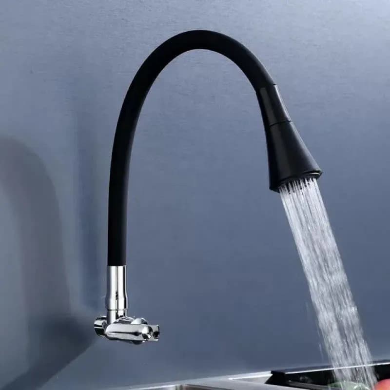 Torneira Cozinha Flexível Cozinha Parede 2 Jatos Preto Fosco - 6