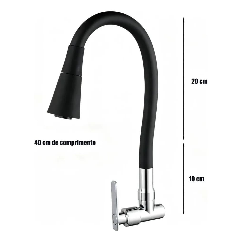 Torneira Cozinha Flexível Cozinha Parede 2 Jatos Preto Fosco - 7