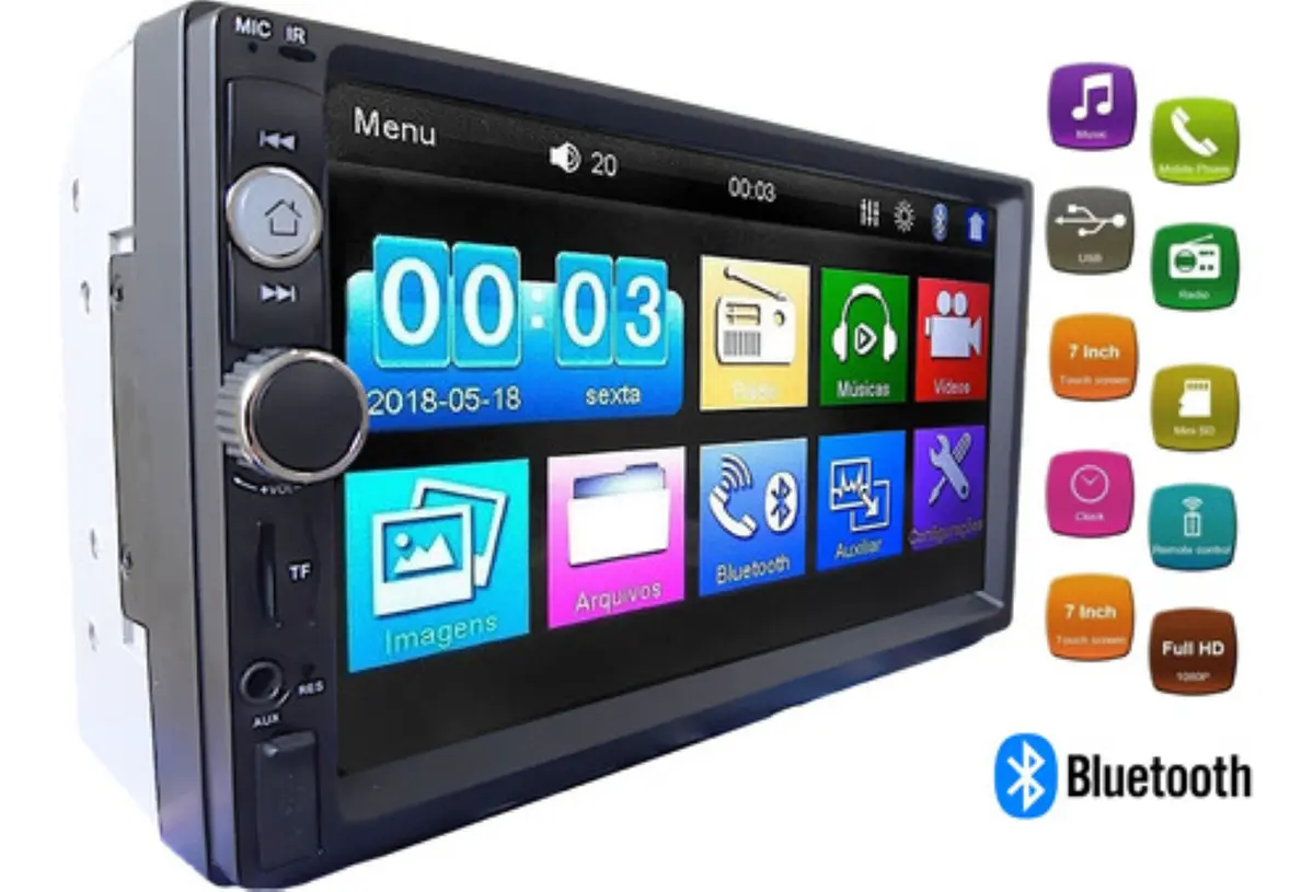 Central Multimídia Automotiva Autovex Ct12 Lcd 7 Bluetooth Câmera De Ré Brinde - 3