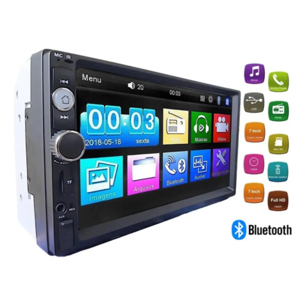 Central Multimídia Automotiva Autovex Ct12 Lcd 7 Bluetooth Câmera De Ré Brinde - 7