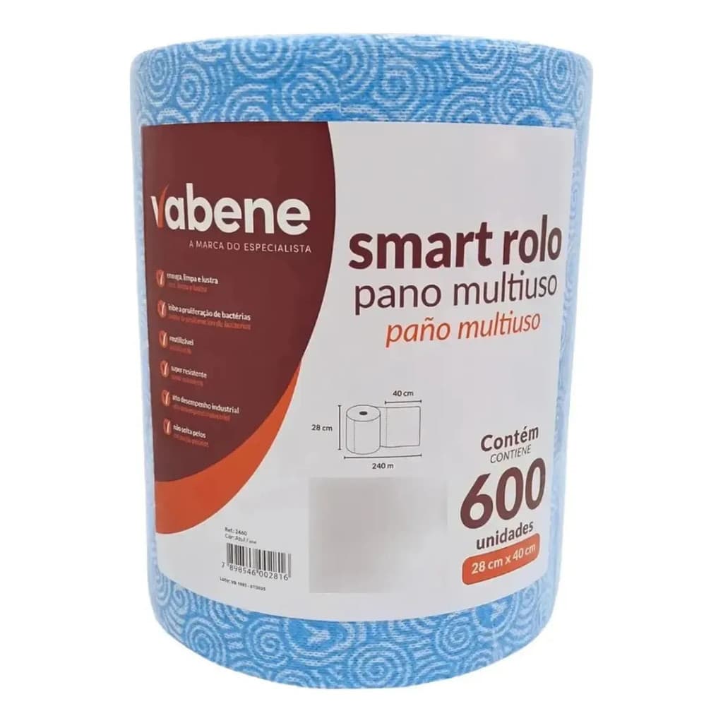 Pano De Limpeza Multiuso Smart 28x40cm Azul 600 Panos Vabene - 7