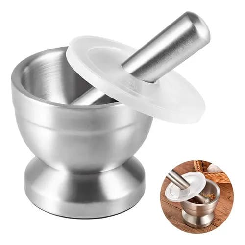 Pilão Socador Macerador Almofariz Em Aço Inox Antideslizante - 7