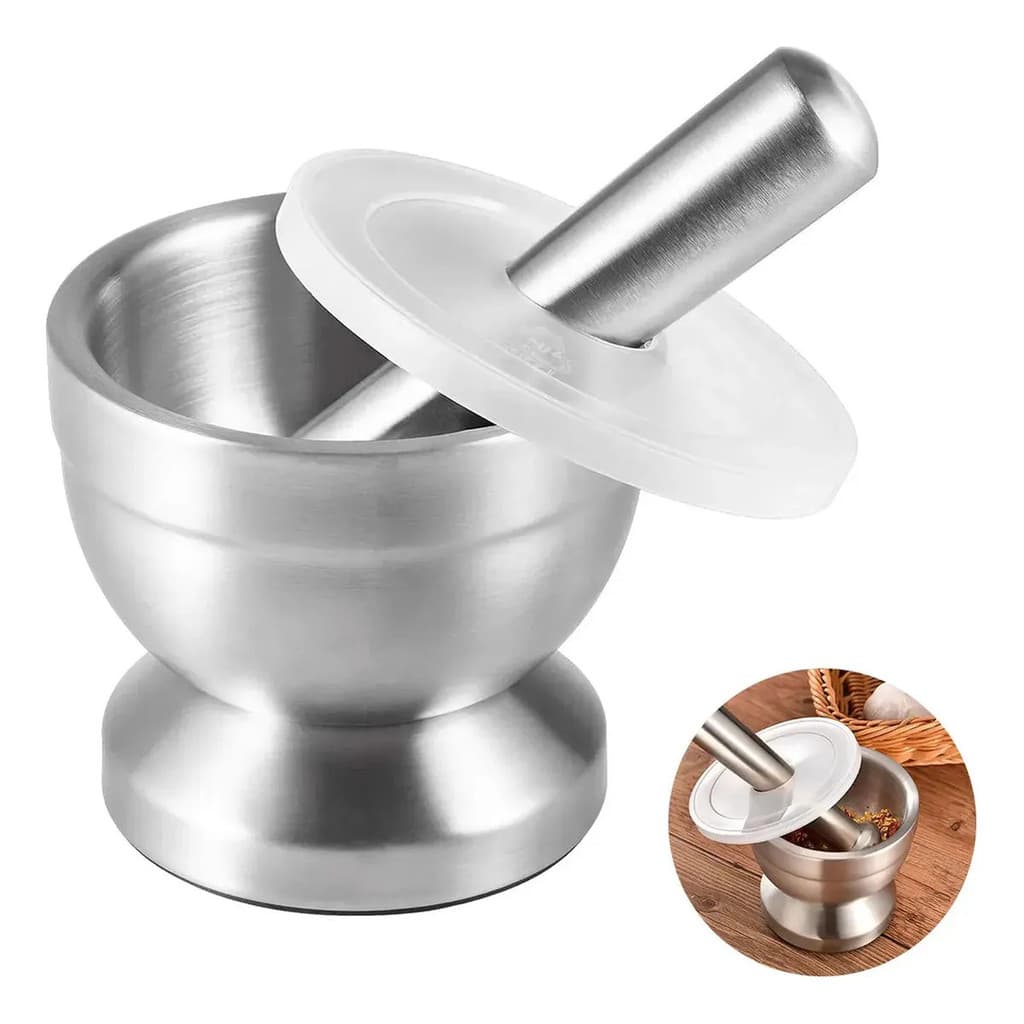 Pilão Socador Macerador Almofariz Em Aço Inox Antideslizante - 8