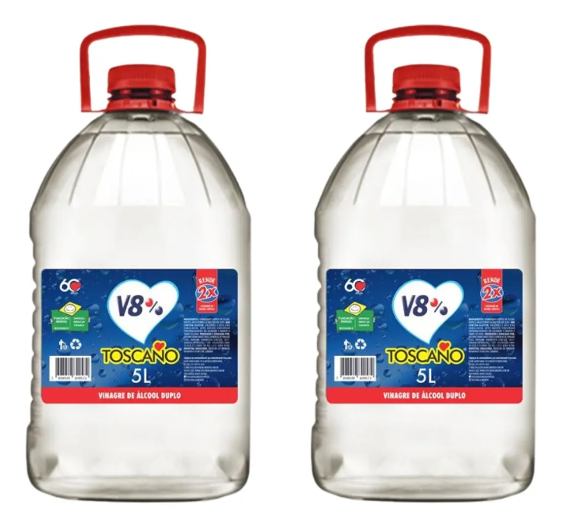 Kit 2 Galões Vinagre Toscano 5l De Álcool 8% Acidez Limpeza - 1