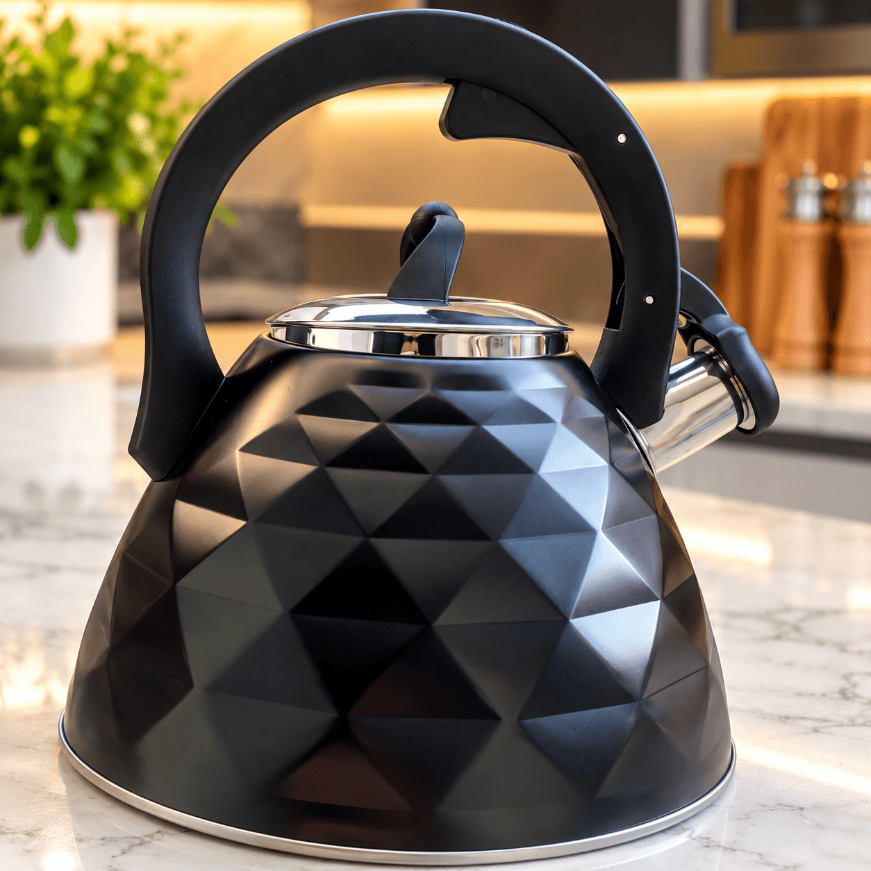 Chaleira de Inox Brinox 3L Black Diamond Com Apito Preta - 1