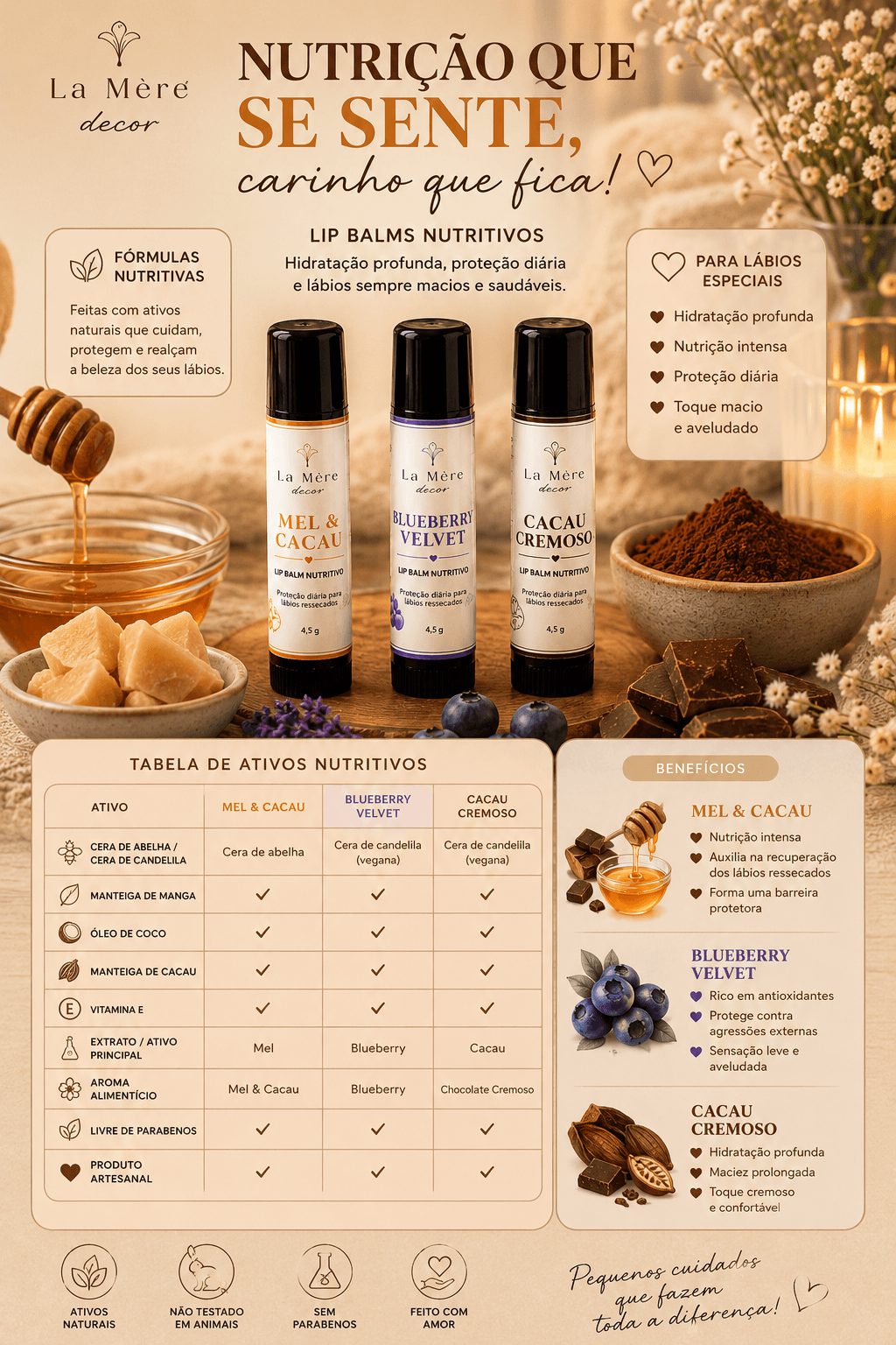 Lip Balm Nutritivo La Mère Decor Sabor:Mel & Cacau - 6
