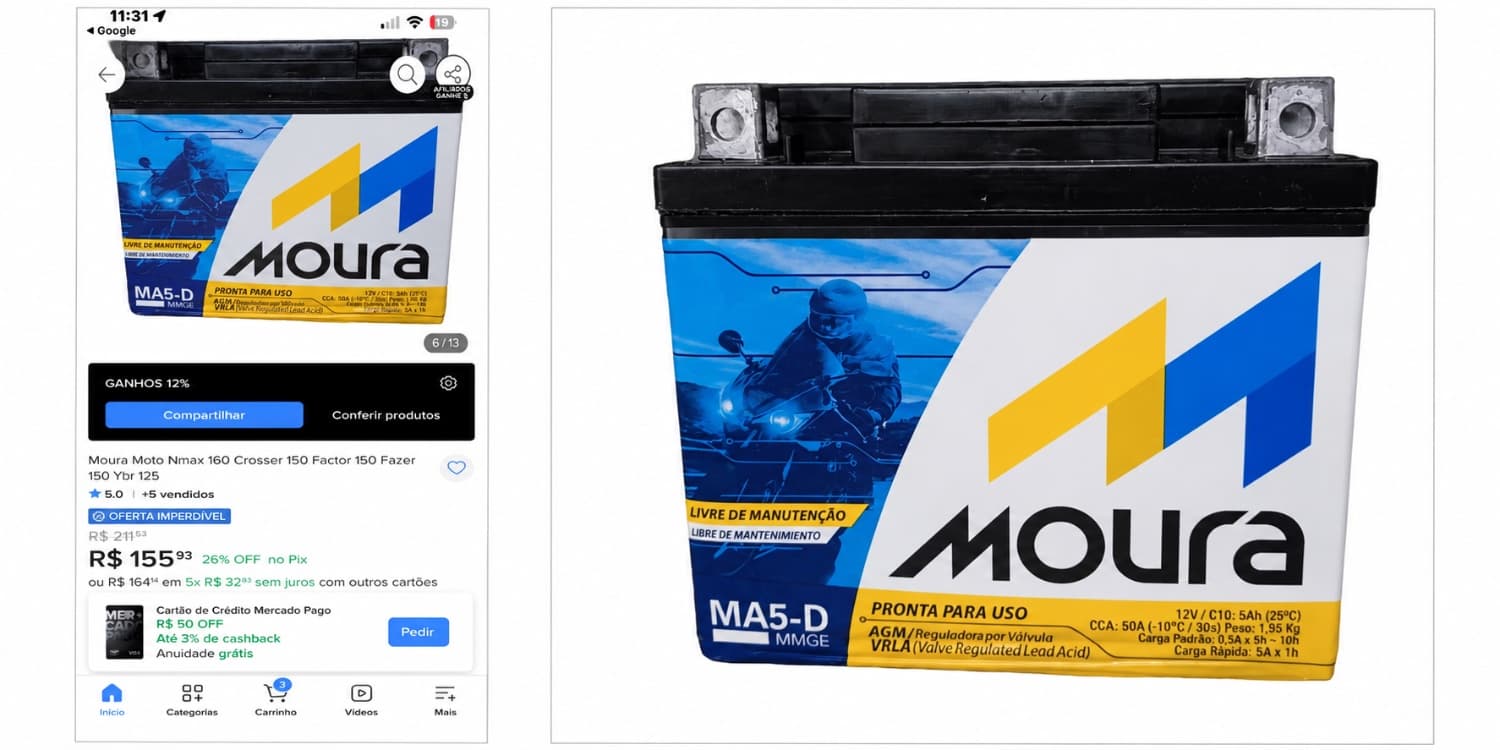 Bateria de moto Moura mod MA5-D - 1