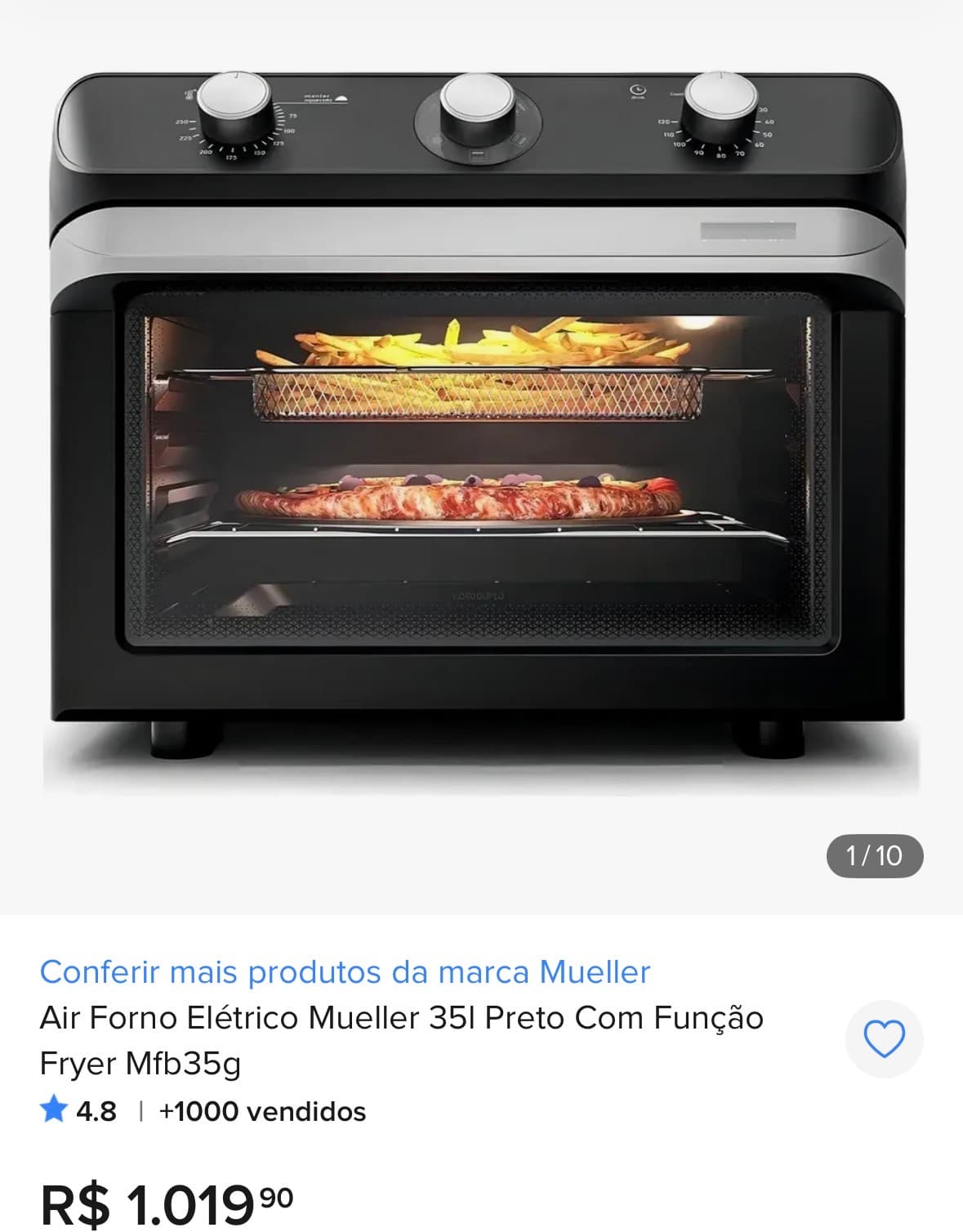 Air forno elétrico 35L 127v (Micro amassadinho na parte externa) - 1